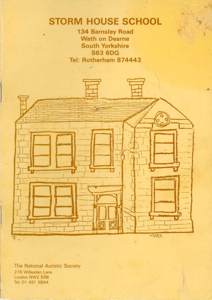 Storm House School prospectus cover with a drawing of a building