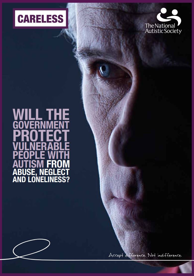 Careless report cover, a mans face to the right and text to the left.
